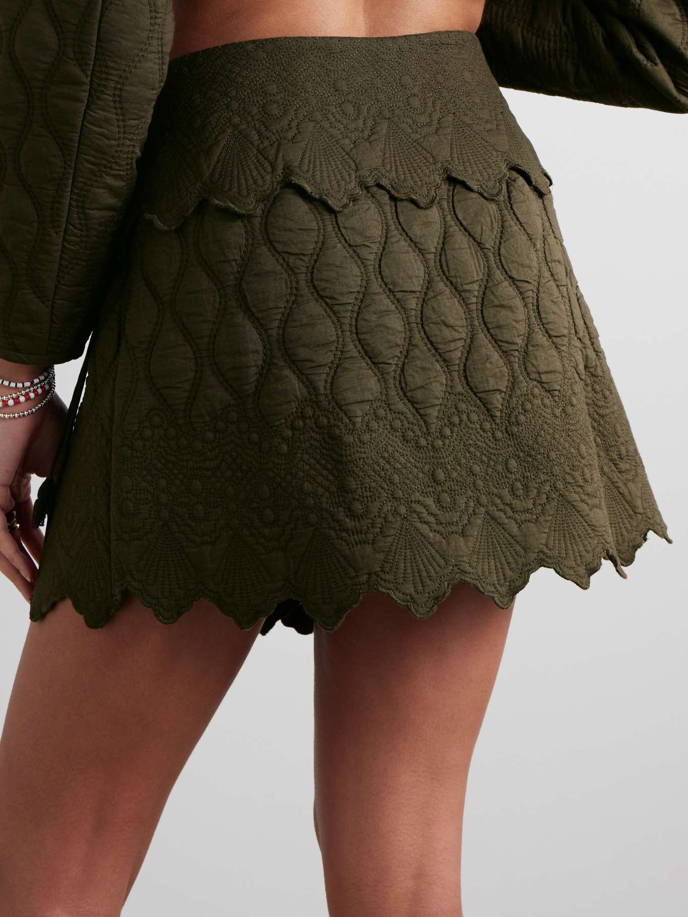 Taryn quilted cotton-matelassé mini wrap skirt - 4