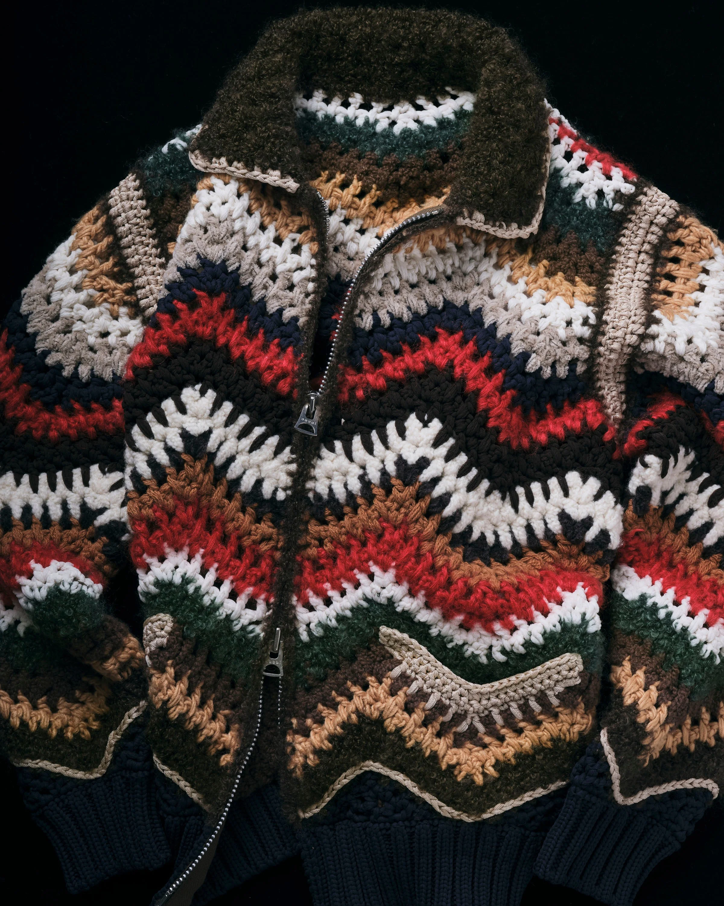 Mix Crochet Knit Blouson - 1