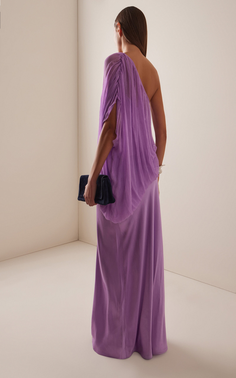 Exclusive Solstice One-Shoulder Chiffon Maxi Dress purple 4