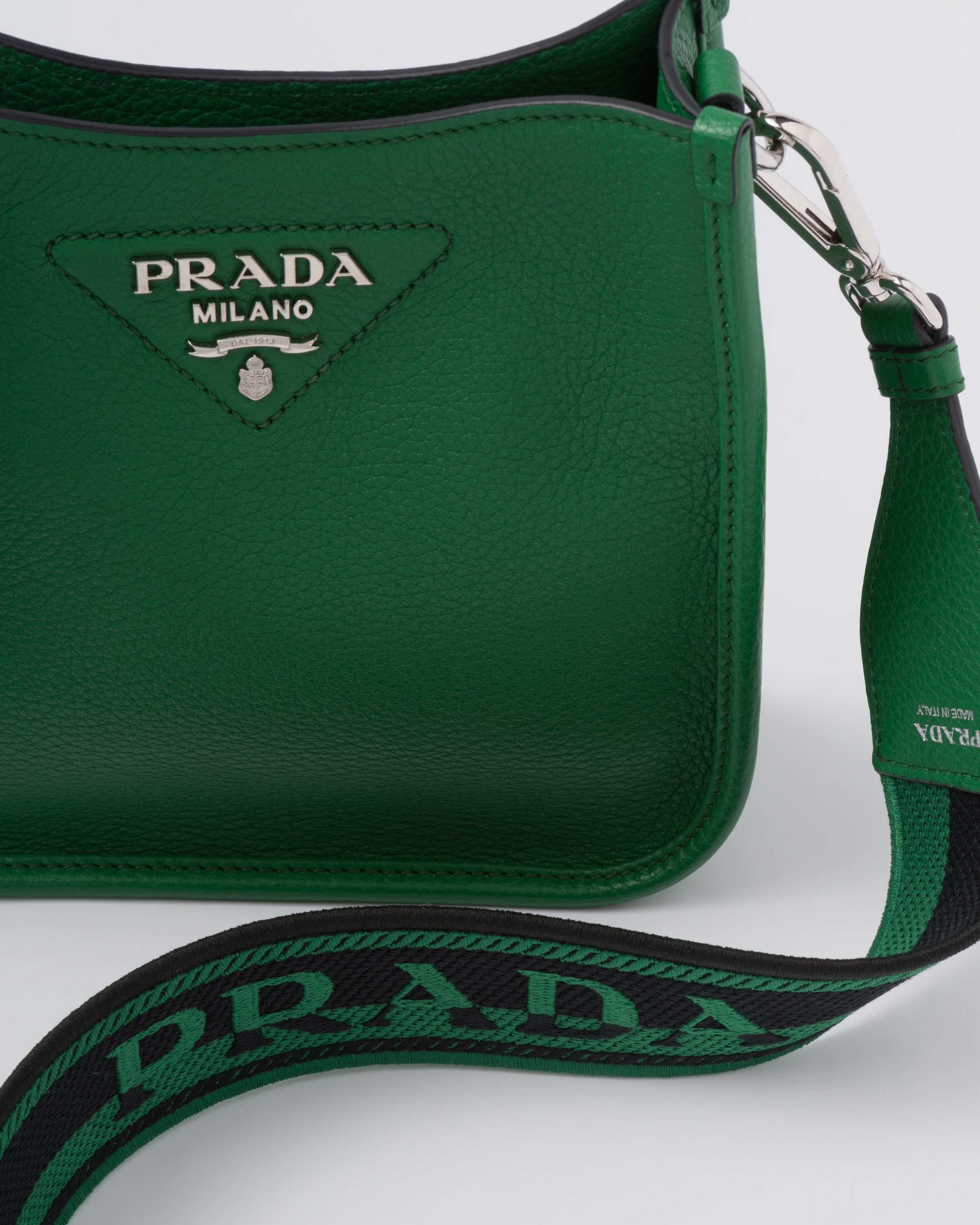 Shop PRADA Leather Logo Shoulder Bags (1BH191_2DKV_F0YFM_V_3OO