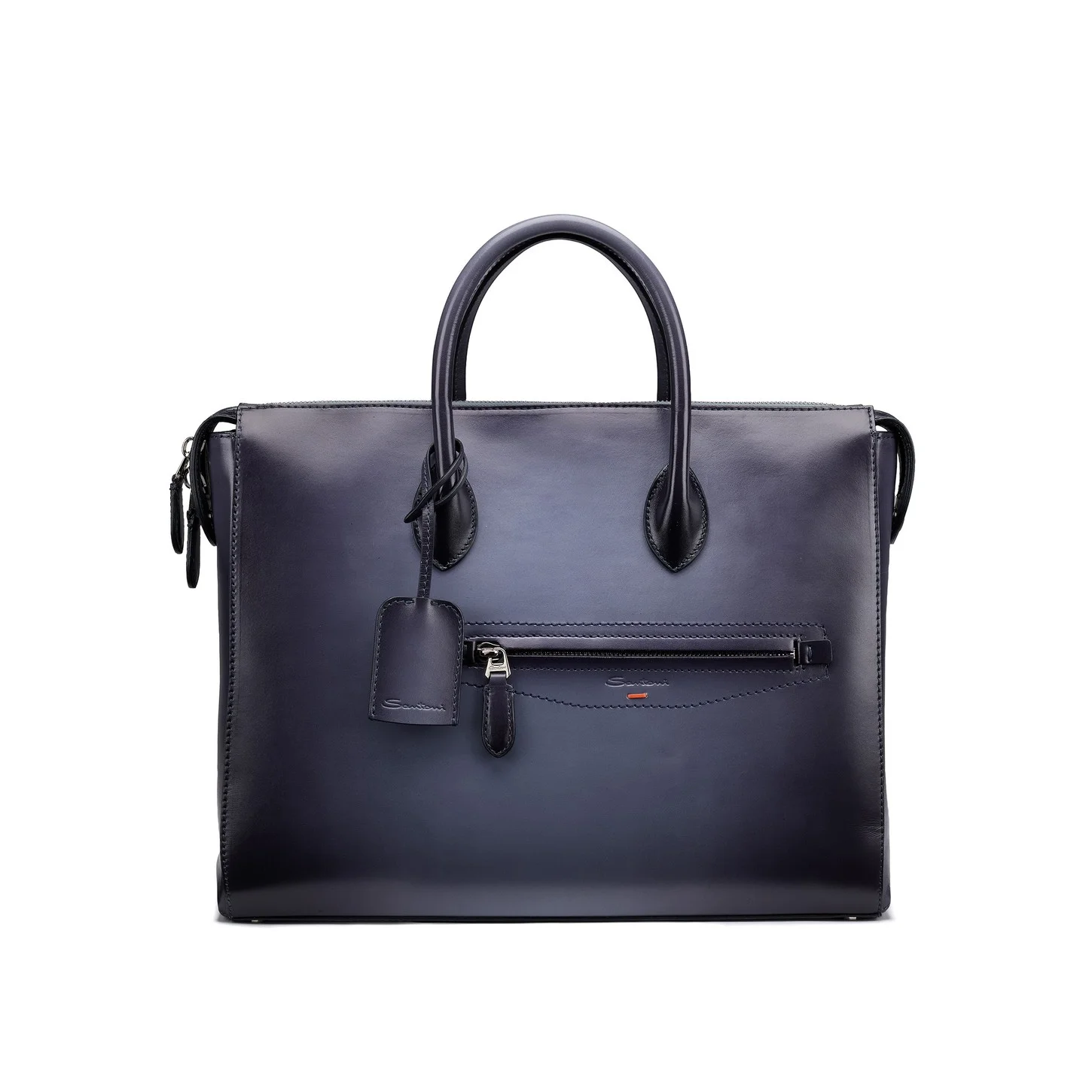 Light blue leather laptop bag - 1