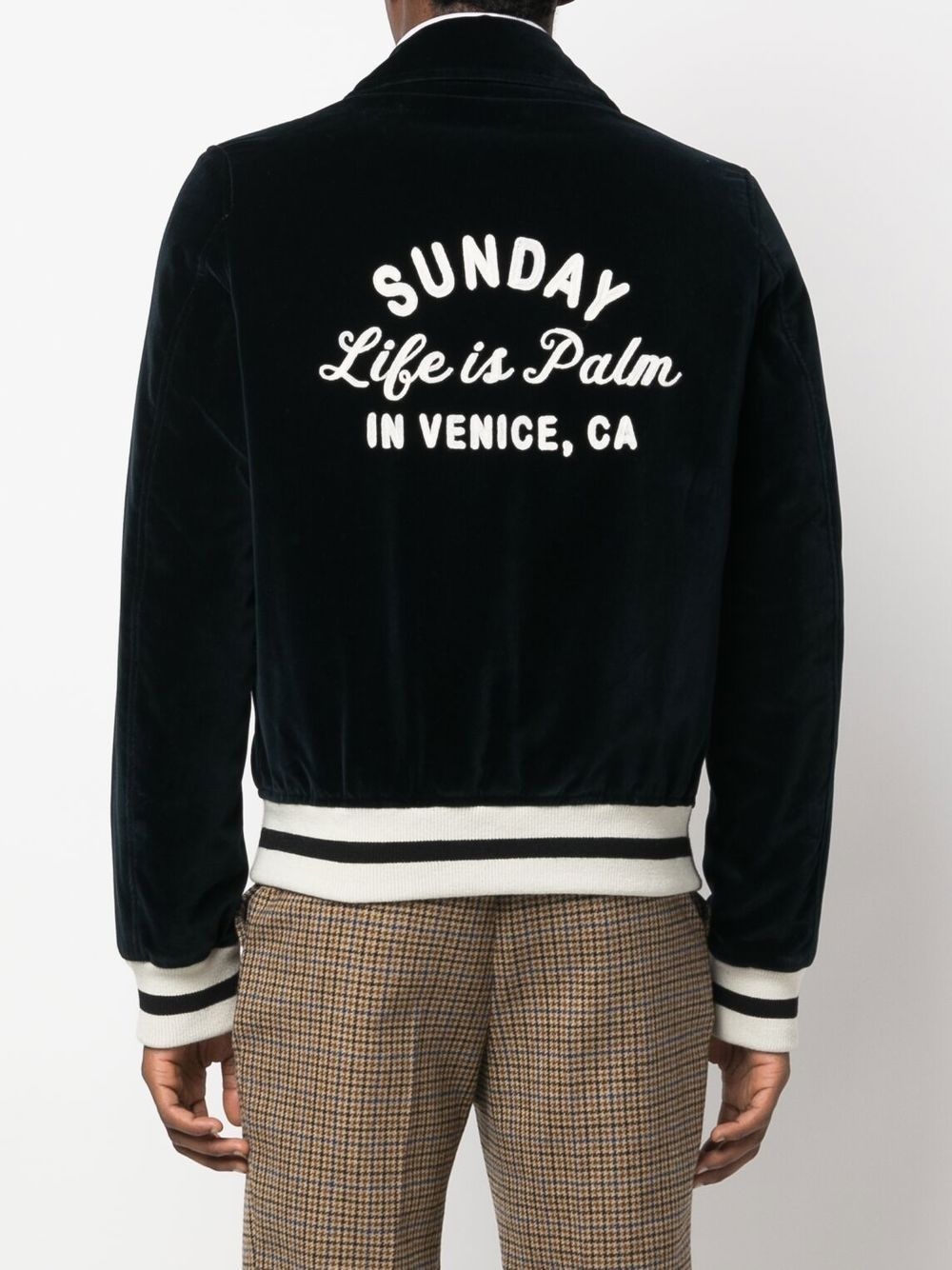 logo-embroidered velvet jacket - 4