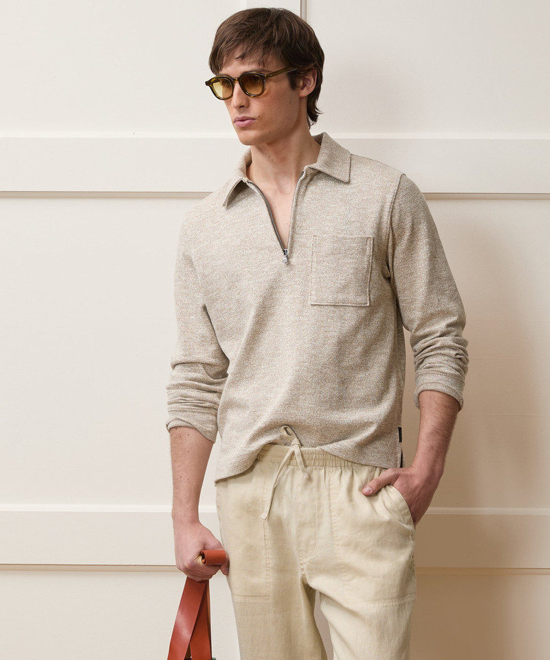 TODD SNYDER Heathered Quarter-Zip Polo outlook