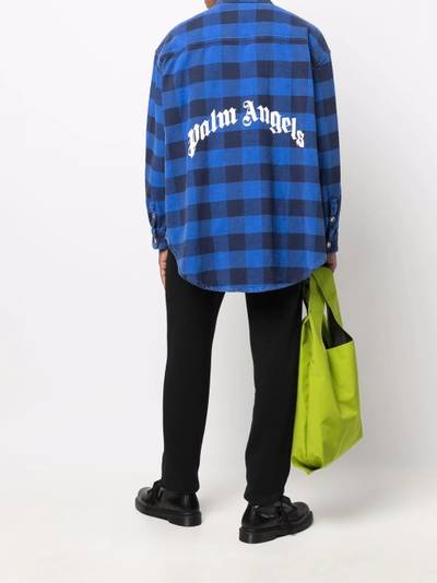 Palm Angels curved-logo checked overshirt outlook