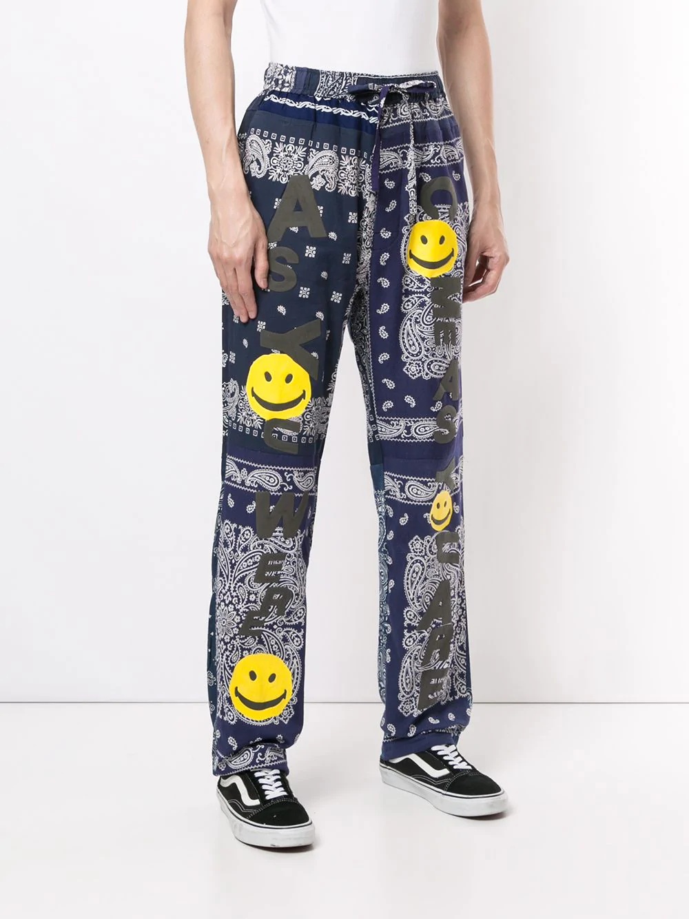 paisley-print smiley face trousers - 3