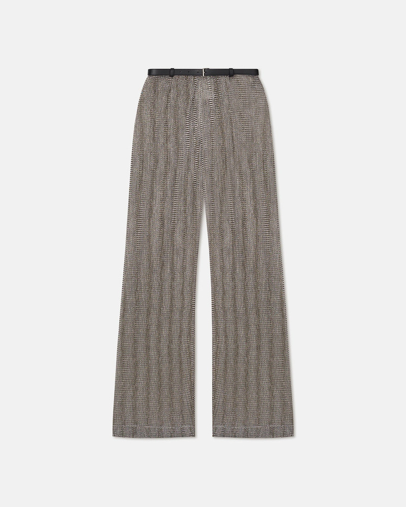 Leather-Trimmed Metallic Pants - 1