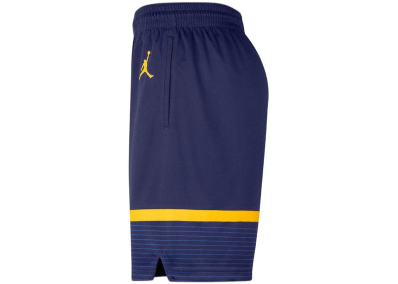 Jordan Nike Jordan NBA Golden State Warriors Statement Edition Dri-Fit Swingman Shorts Navy Blue/Yellow outlook