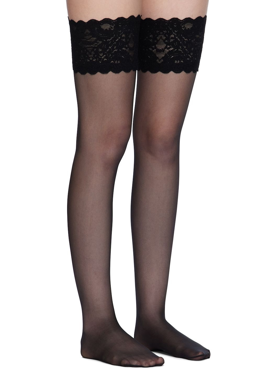 Black Satin Touch 20 Stay-Up Socks - 4