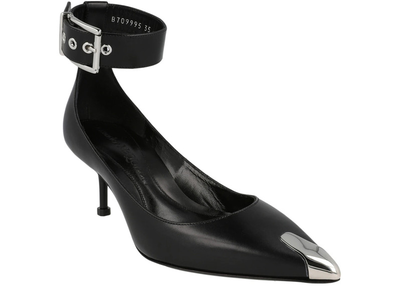 Alexander McQueen Alexander McQueen Buckle Leather Heels Black Silver (Women's) outlook