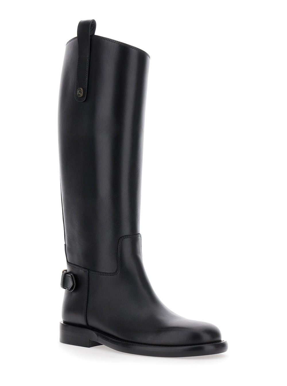 Burberry Women Black Boots With Side Logo Plaque In Leather Woman - 2