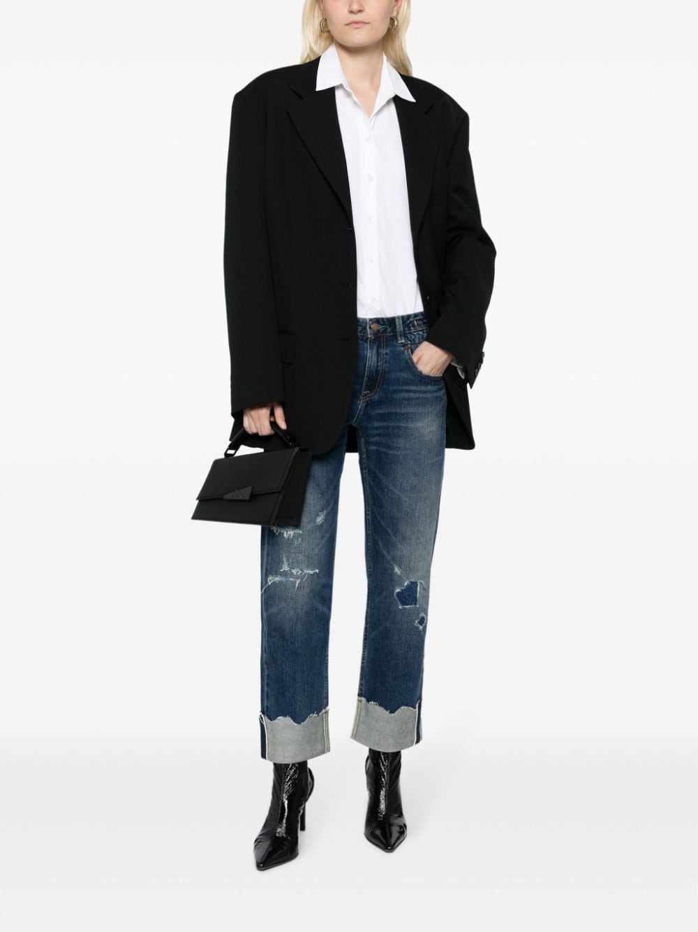 ripped-detail straight-leg jeans - 2
