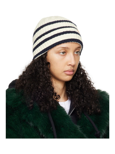 Marni Off-White & Navy Ribbed Wool Beanie outlook