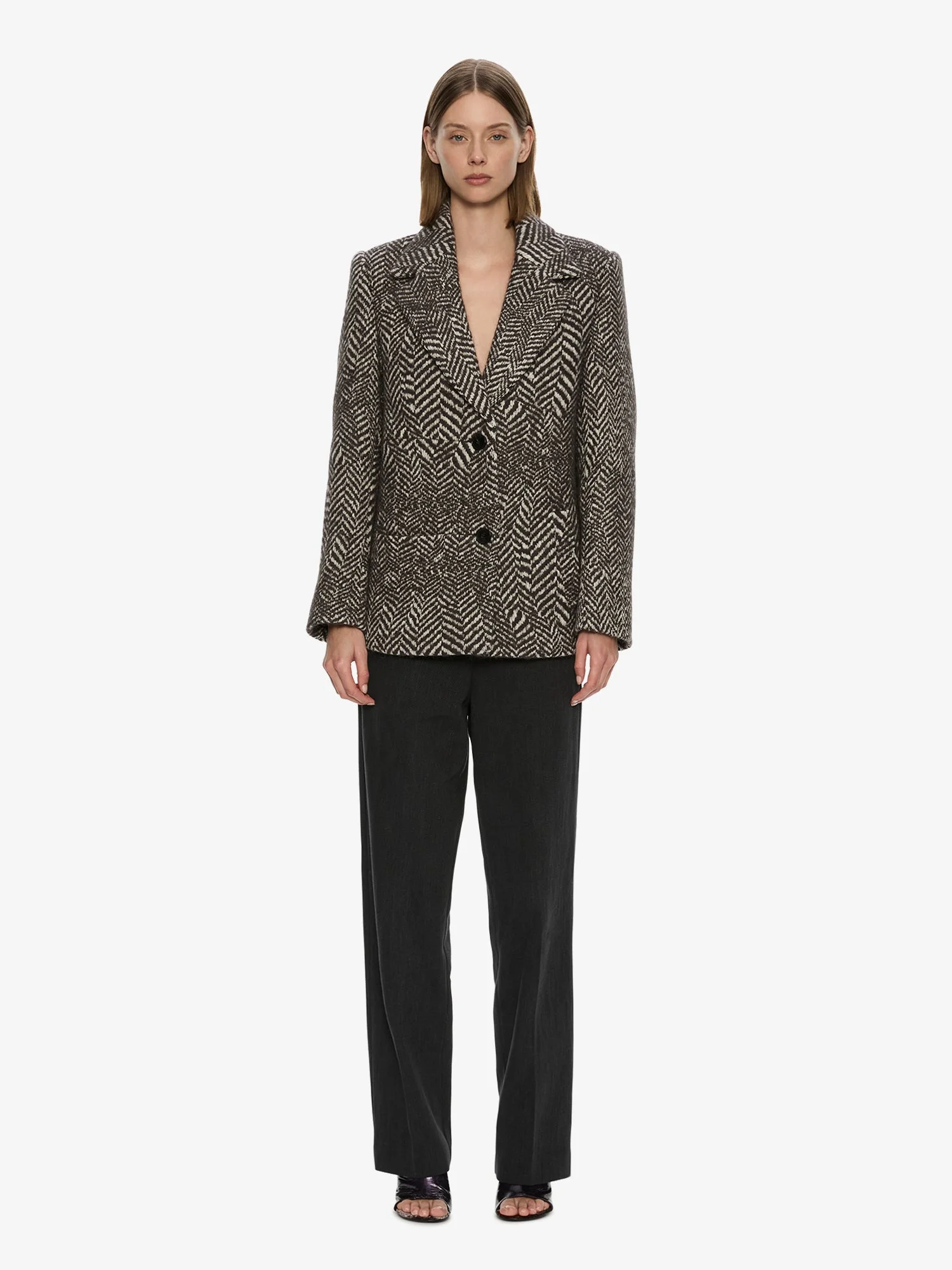 Warped Herringbone Peacoat - 1