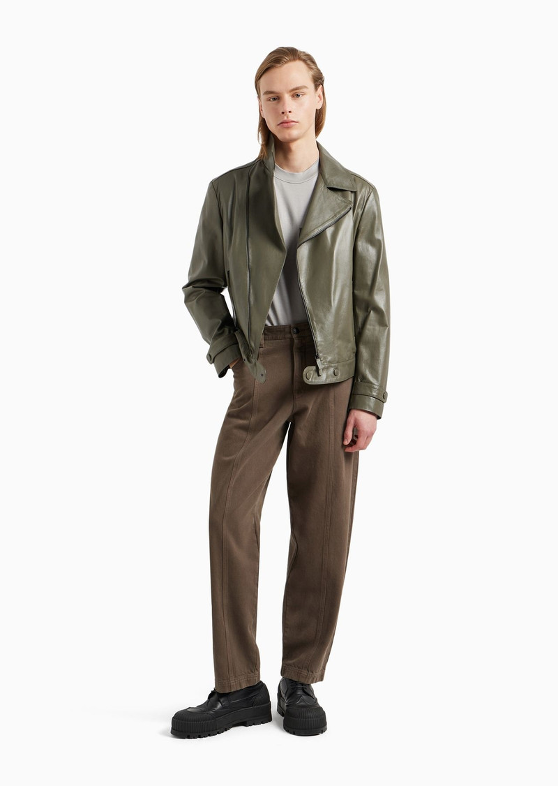 EMPORIO ARMANI Garment-dyed bull trousers with ribbing outlook