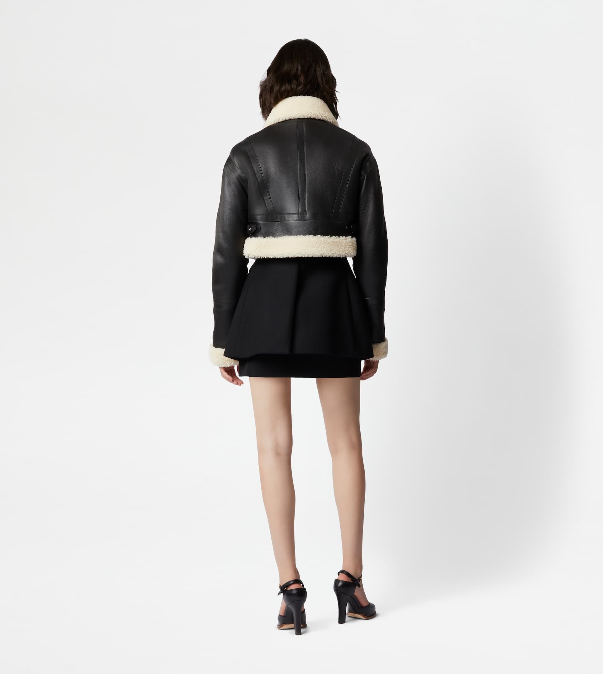 AVIATOR JACKET IN SHEEPSKIN - BEIGE, BLACK - 3