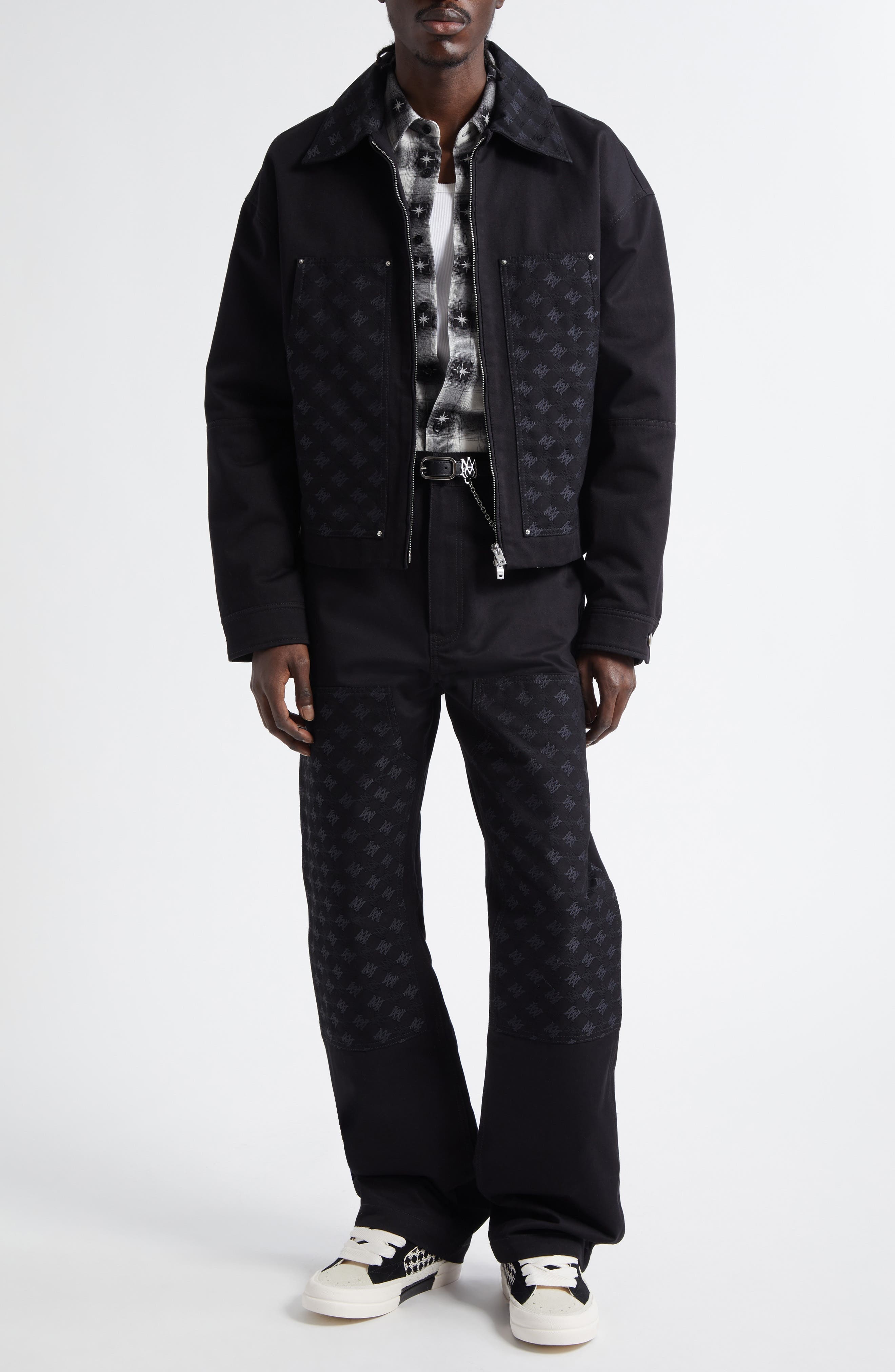 AMIRI MA Quad Jacquard Cotton & Wool Carpenter Jeans in Black at Nordstrom - 2