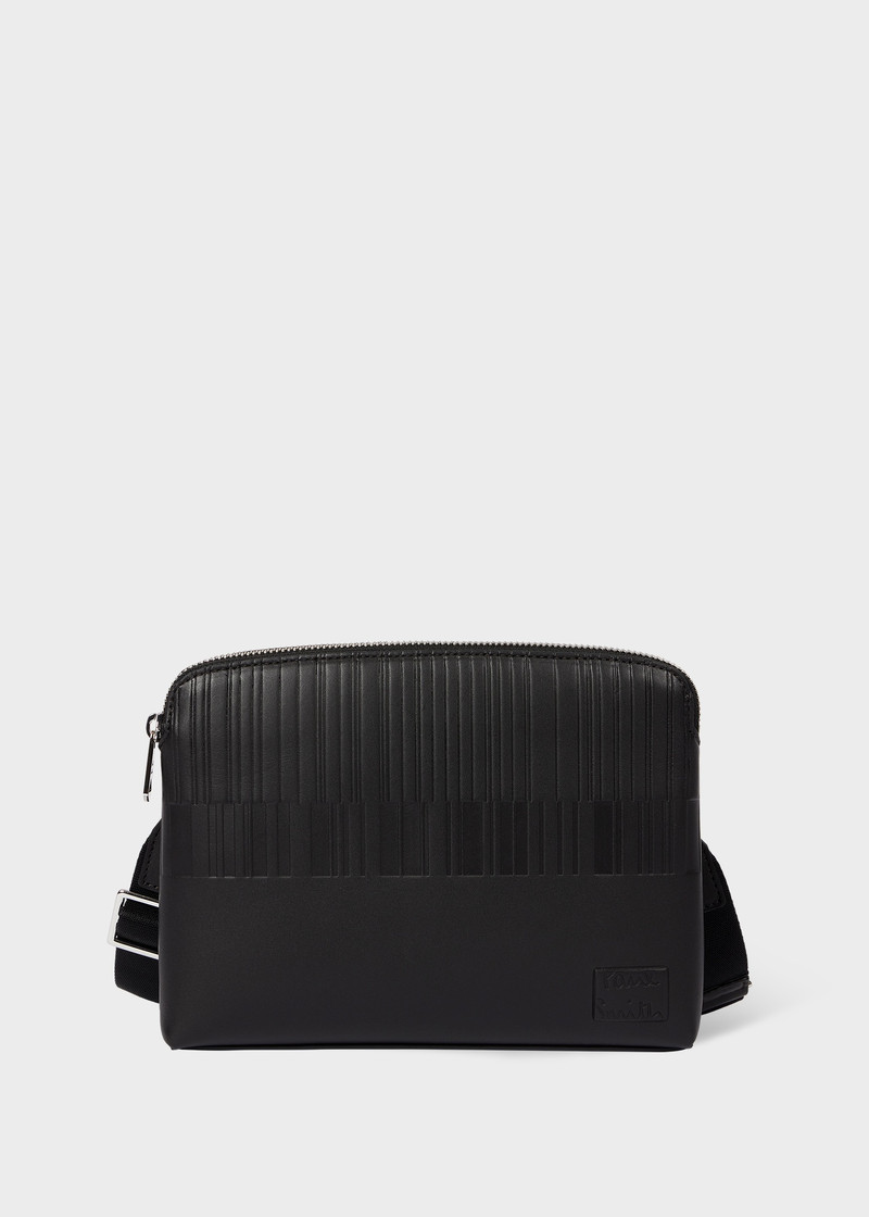 Dark Brown Leather 'Shadow Stripe' Cross-Body Bag 1