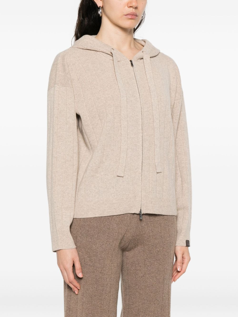ribbed knit hoodie - 3