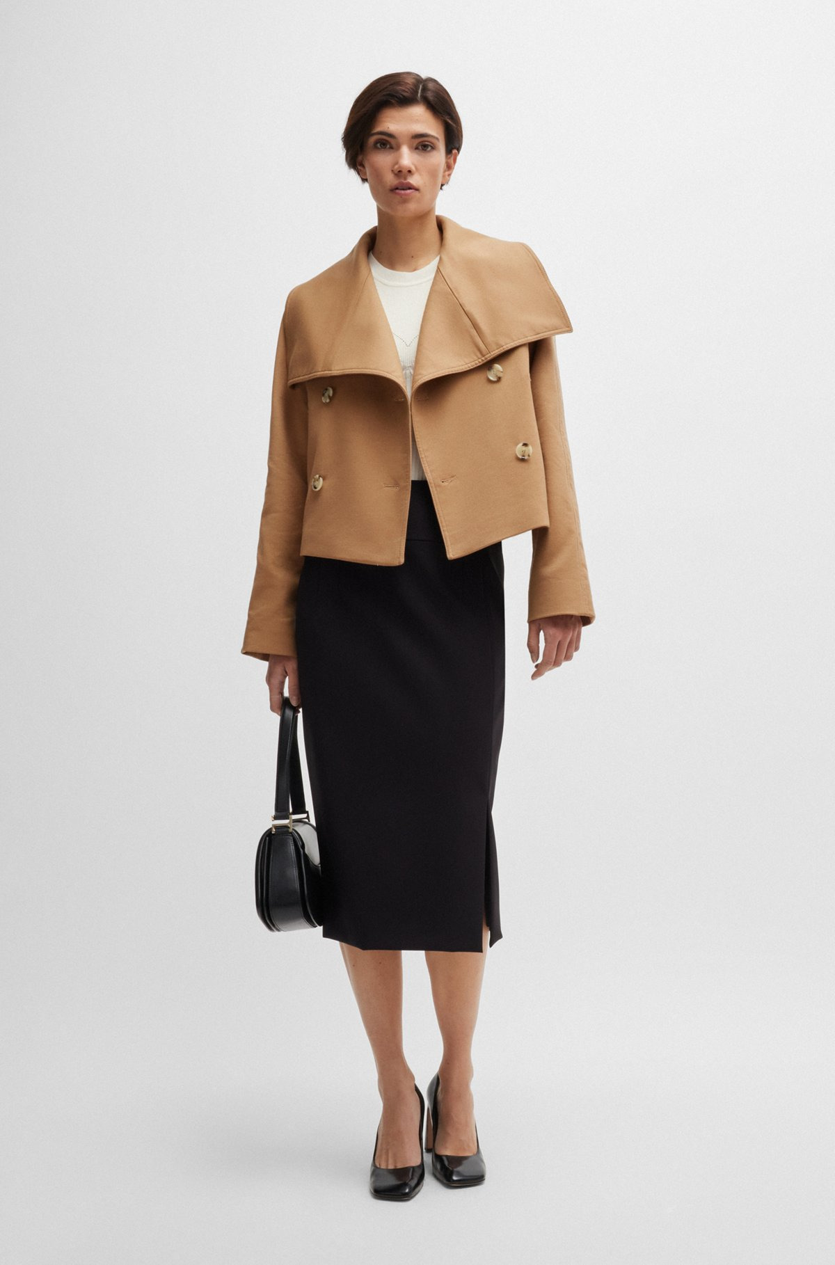 DOUBLE-BREASTED COAT IN STRETCH MATERIAL - 3