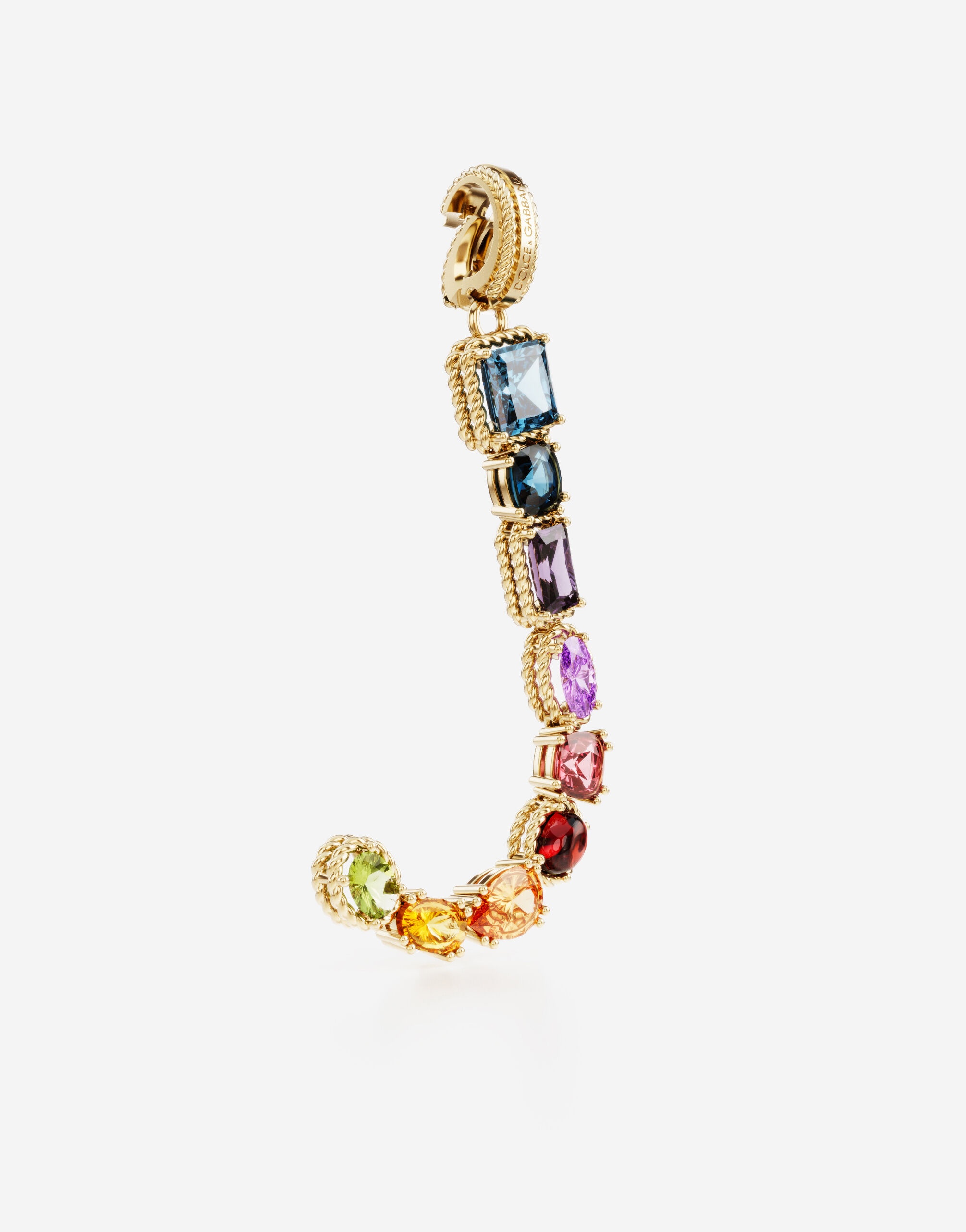 Charm J Lettering 18-carat yellow gold and multicolored gems - 2