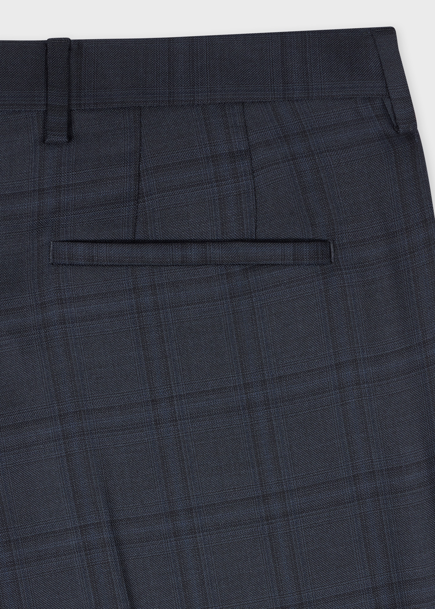 Tapered-Fit Navy Check Wool Trousers - 2