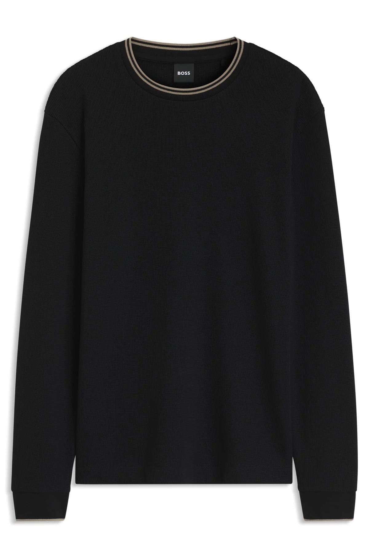 LONG-SLEEVE T-SHIRT IN WAFFLE-TEXTURED STRETCH COTTON - 1