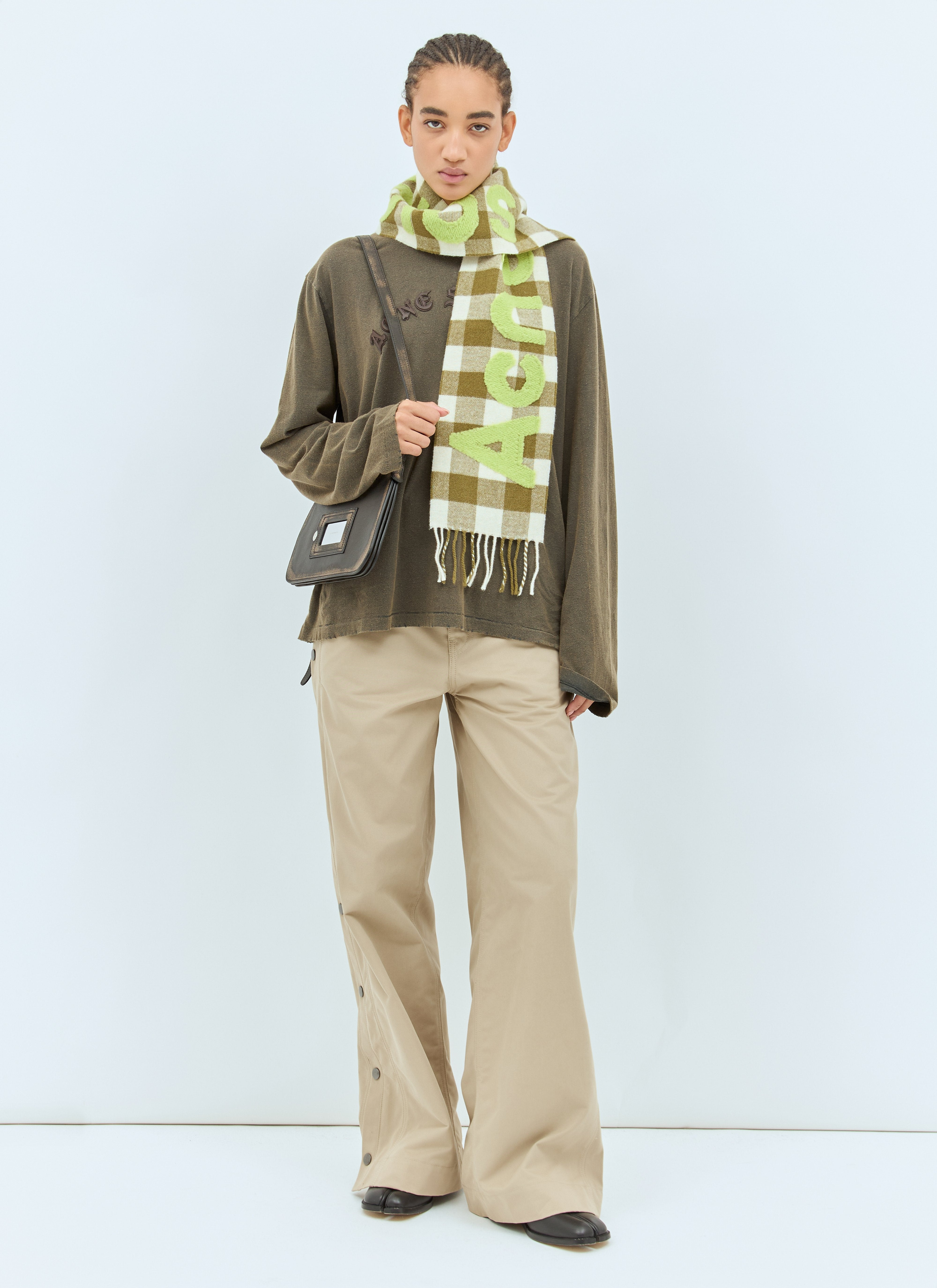 Acne Studios Women Narrow Check Logo Scarf - 2