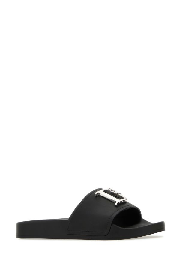 Dsquared Woman Black Leather D2 Statement Slippers - 2