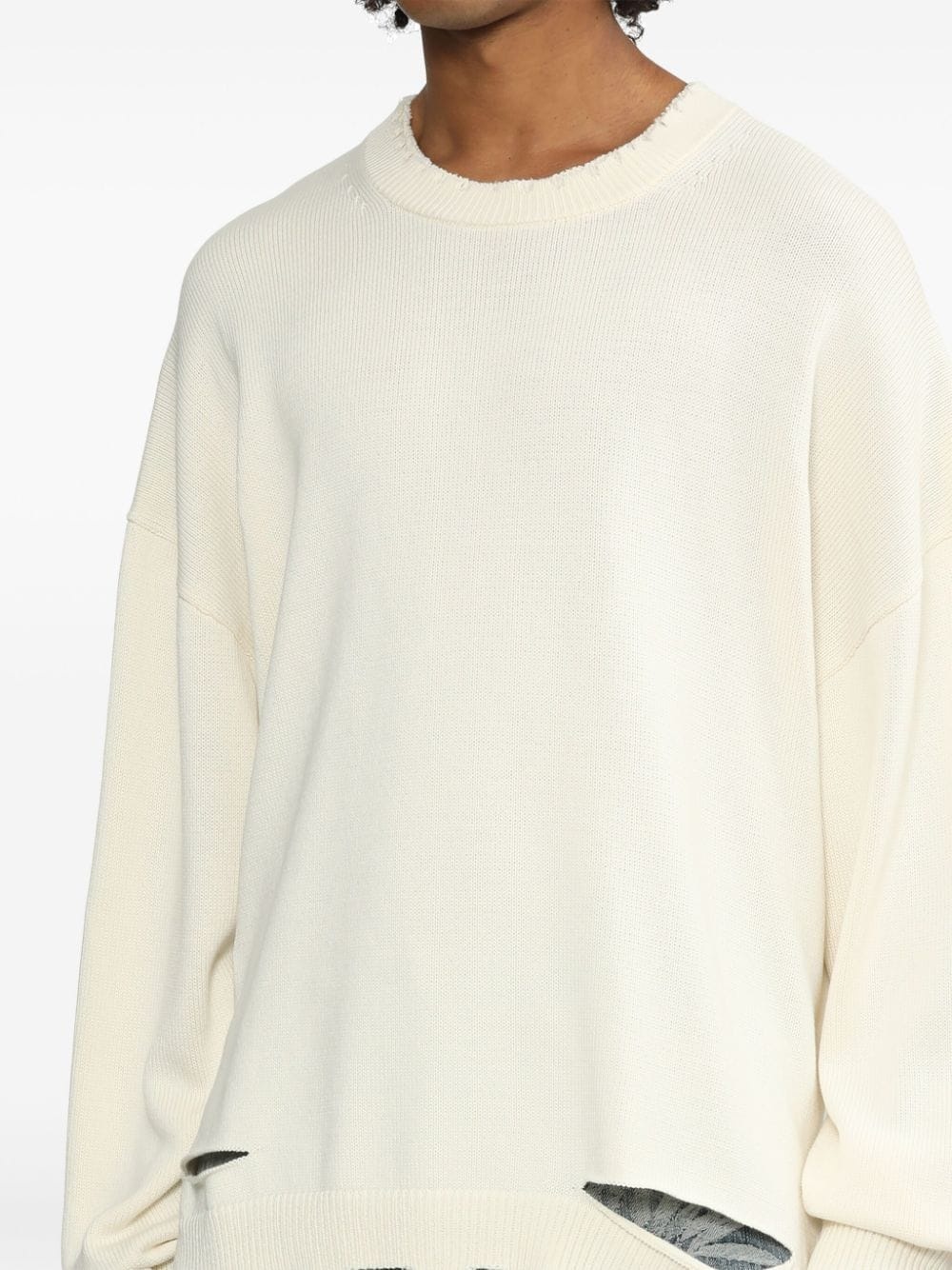 distressed-effect ribbed jumper - 5