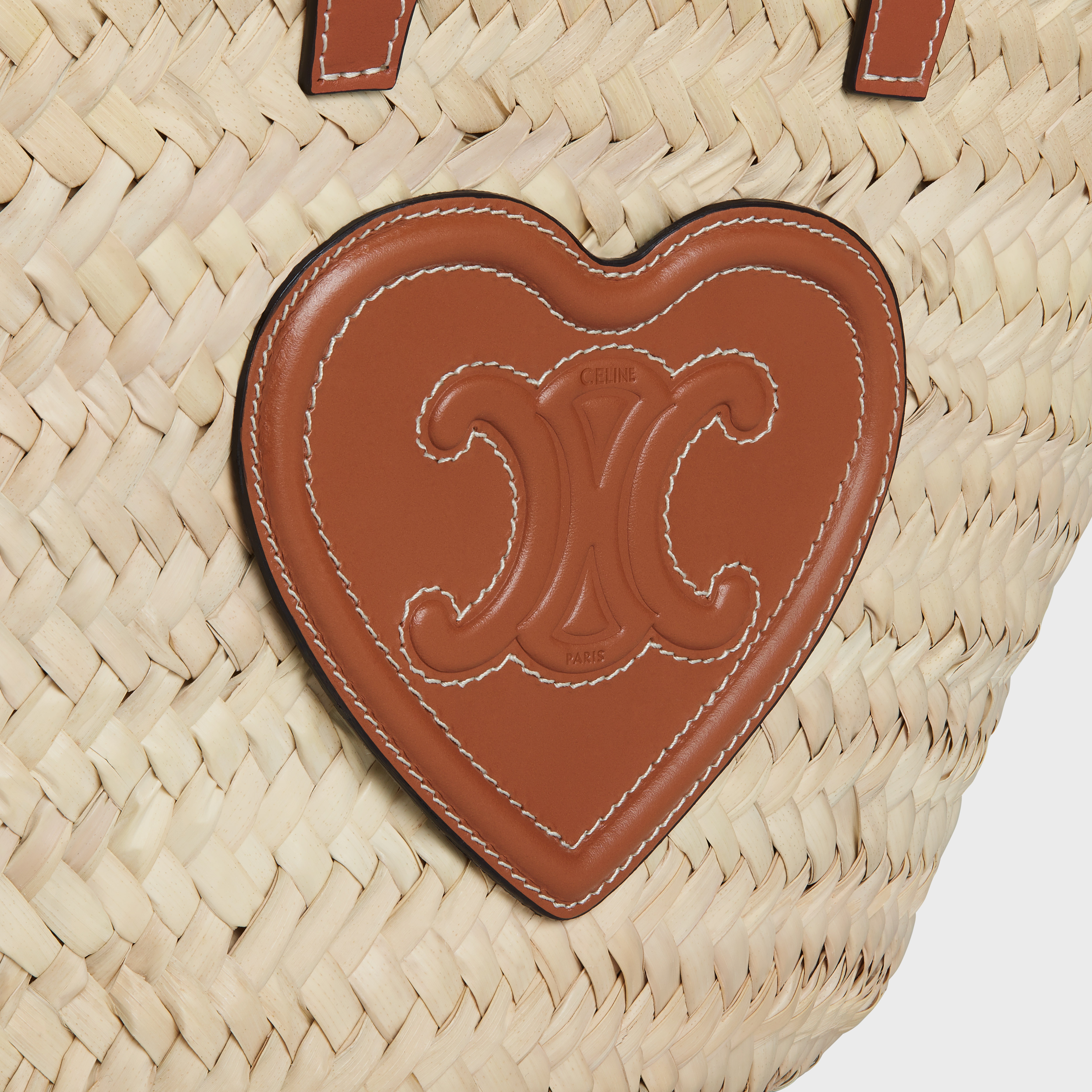 Teen Triomphe Celine Classic Panier in palm leaves with Calfskin heart patch - 5