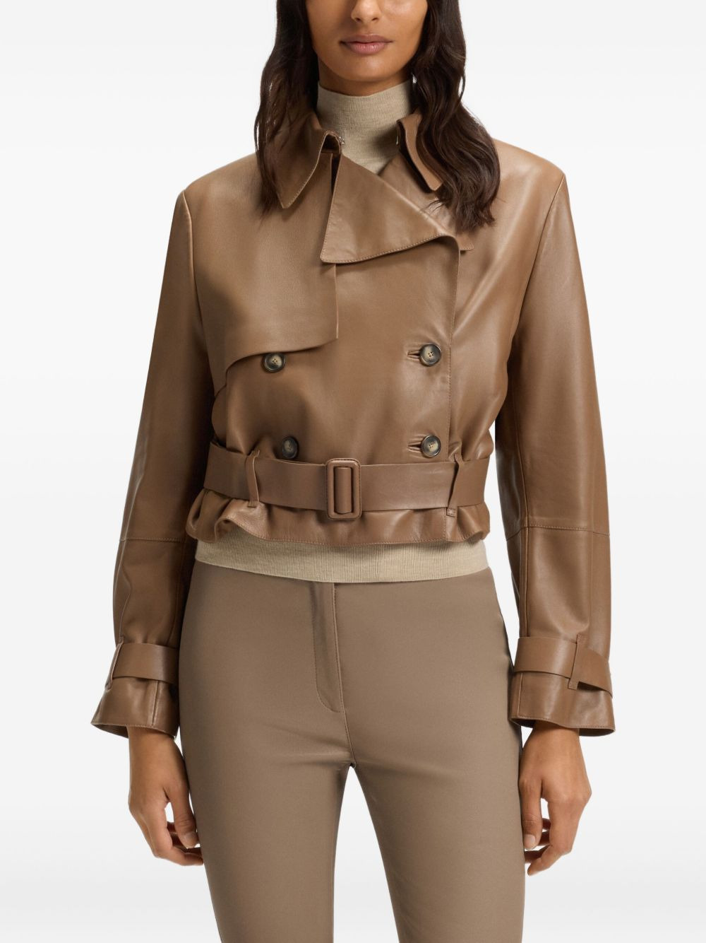 belted double-breasted jacket - 4