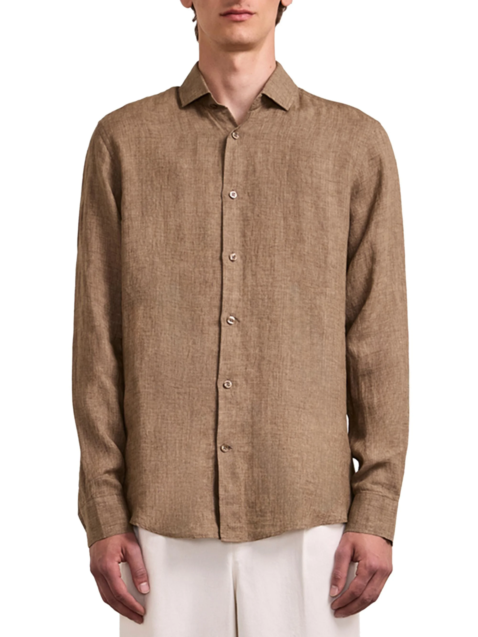Men's Antonio Linen Button-Front Shirt - Khaki - 1
