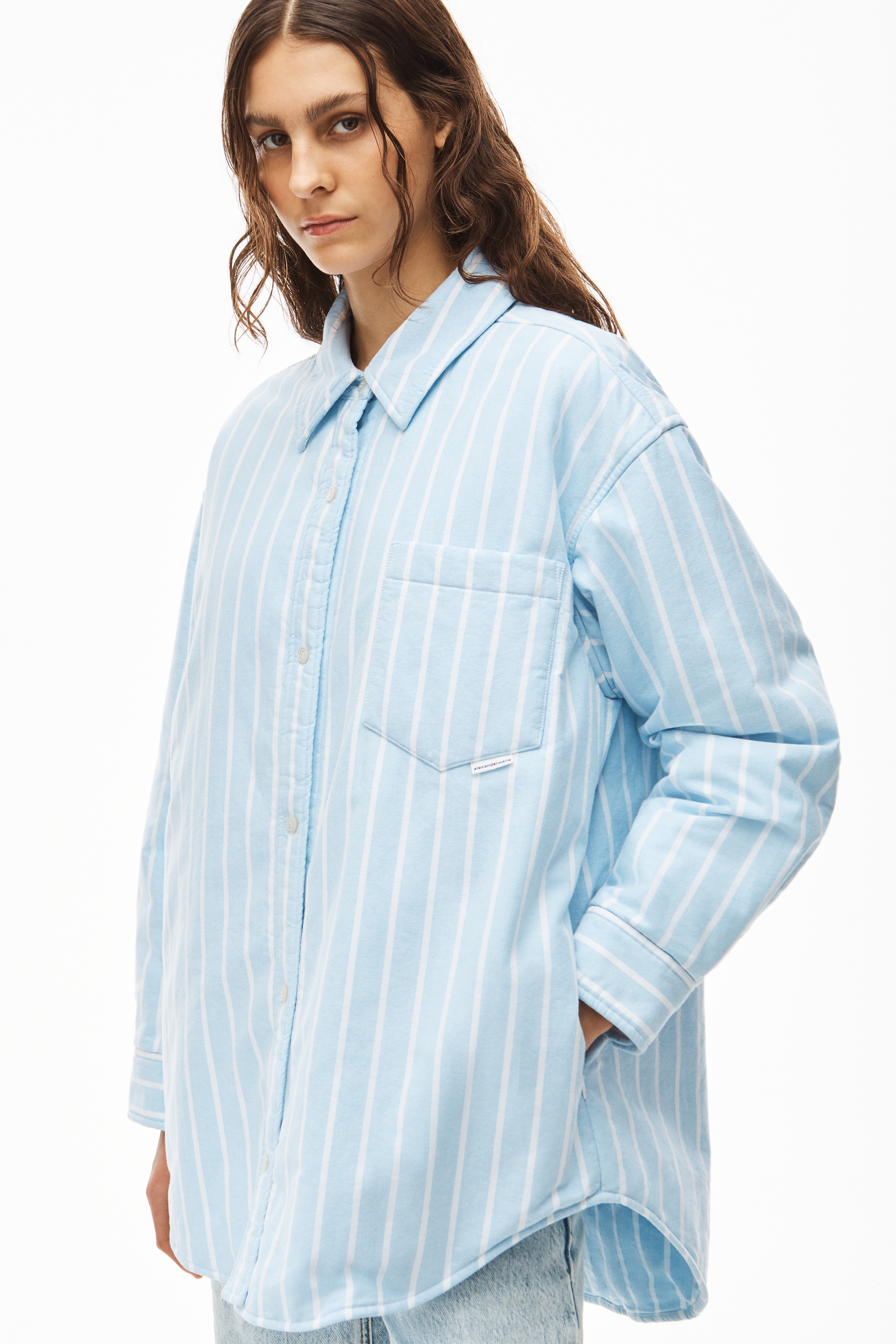 PADDED SHIRT JACKET IN STRIPED COTTON - 3