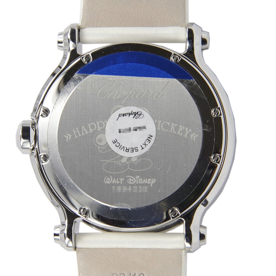 Chopard Happy Sport Diamond Mickey Mouse Mother of Pearl Dial White Satin Ladies Watch 288524-3004 - 3