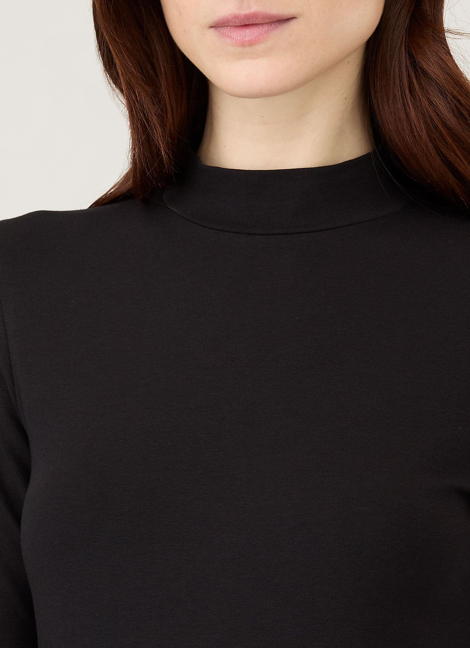 Stretch Cotton Mock Neck Top - 4
