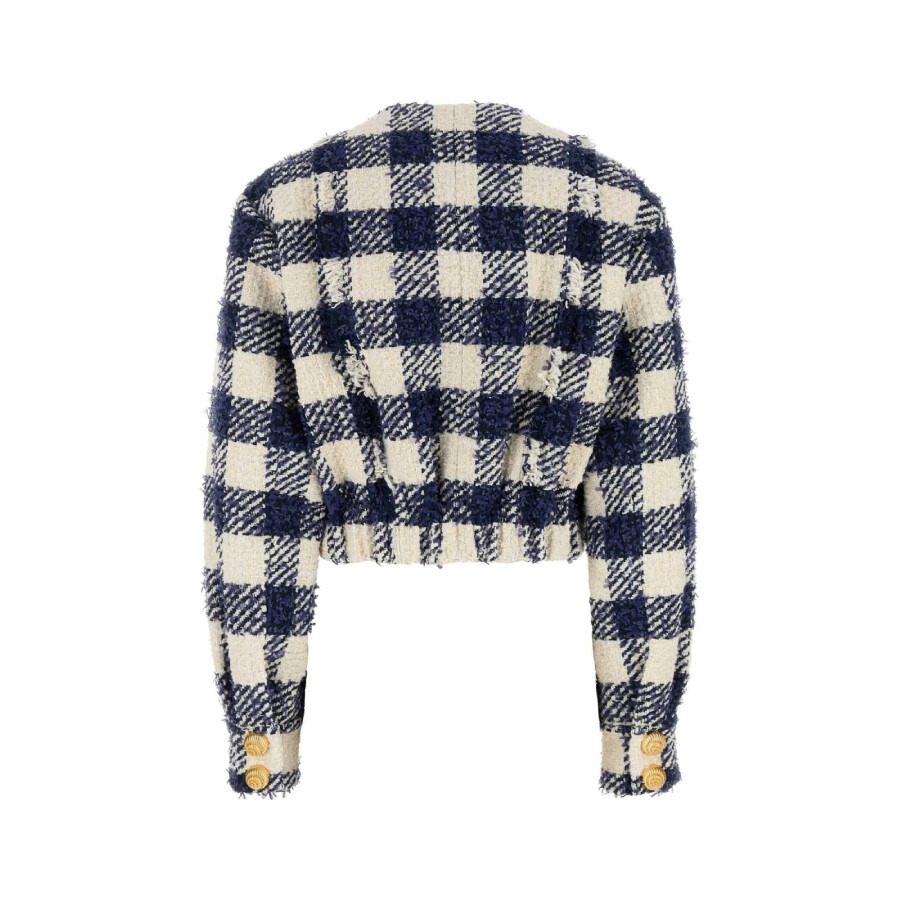 Balmain Tweed Crop Bomber Jacket - 6