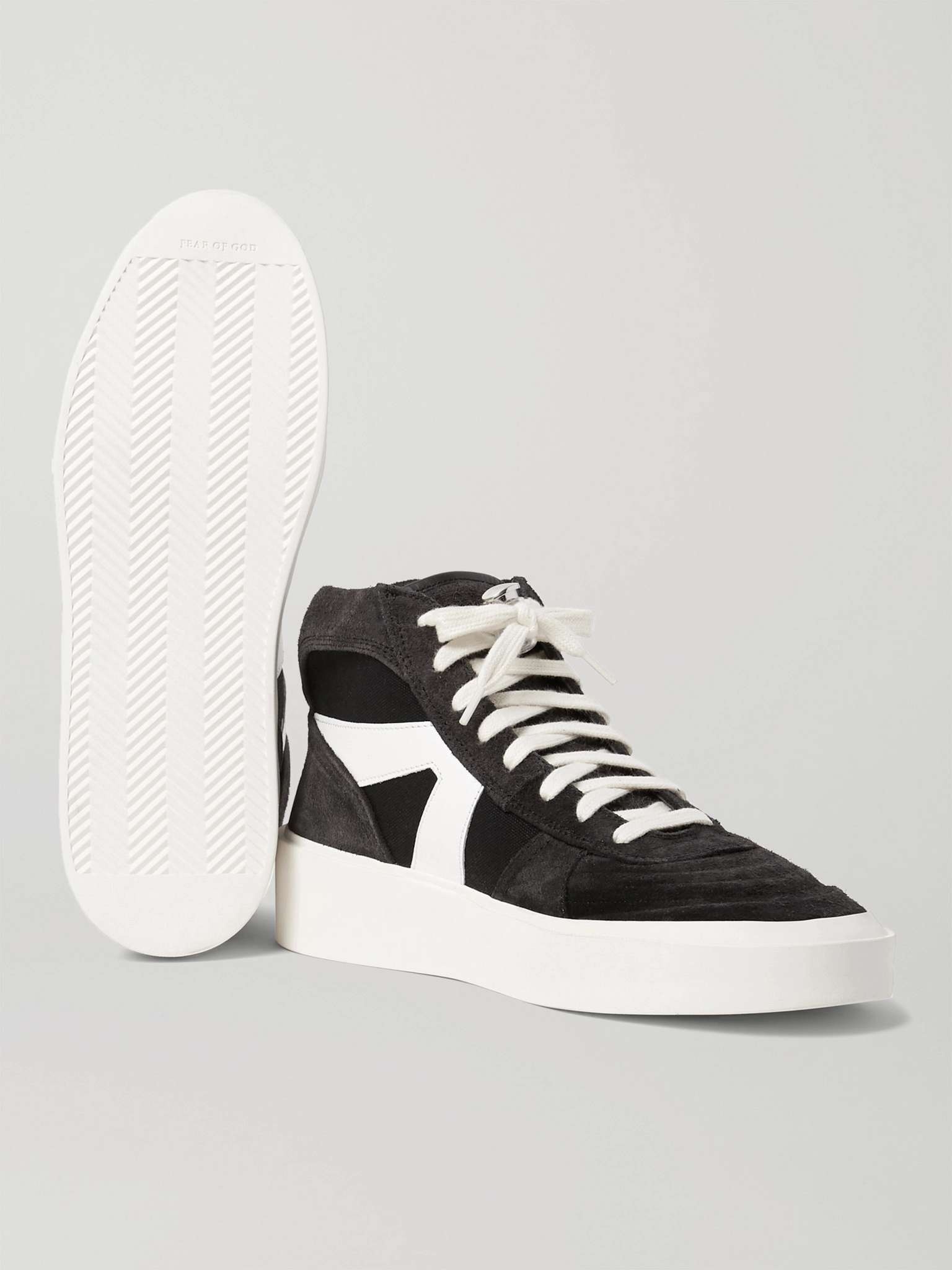 Suede, Leather and Canvas High-Top Sneakers - 7