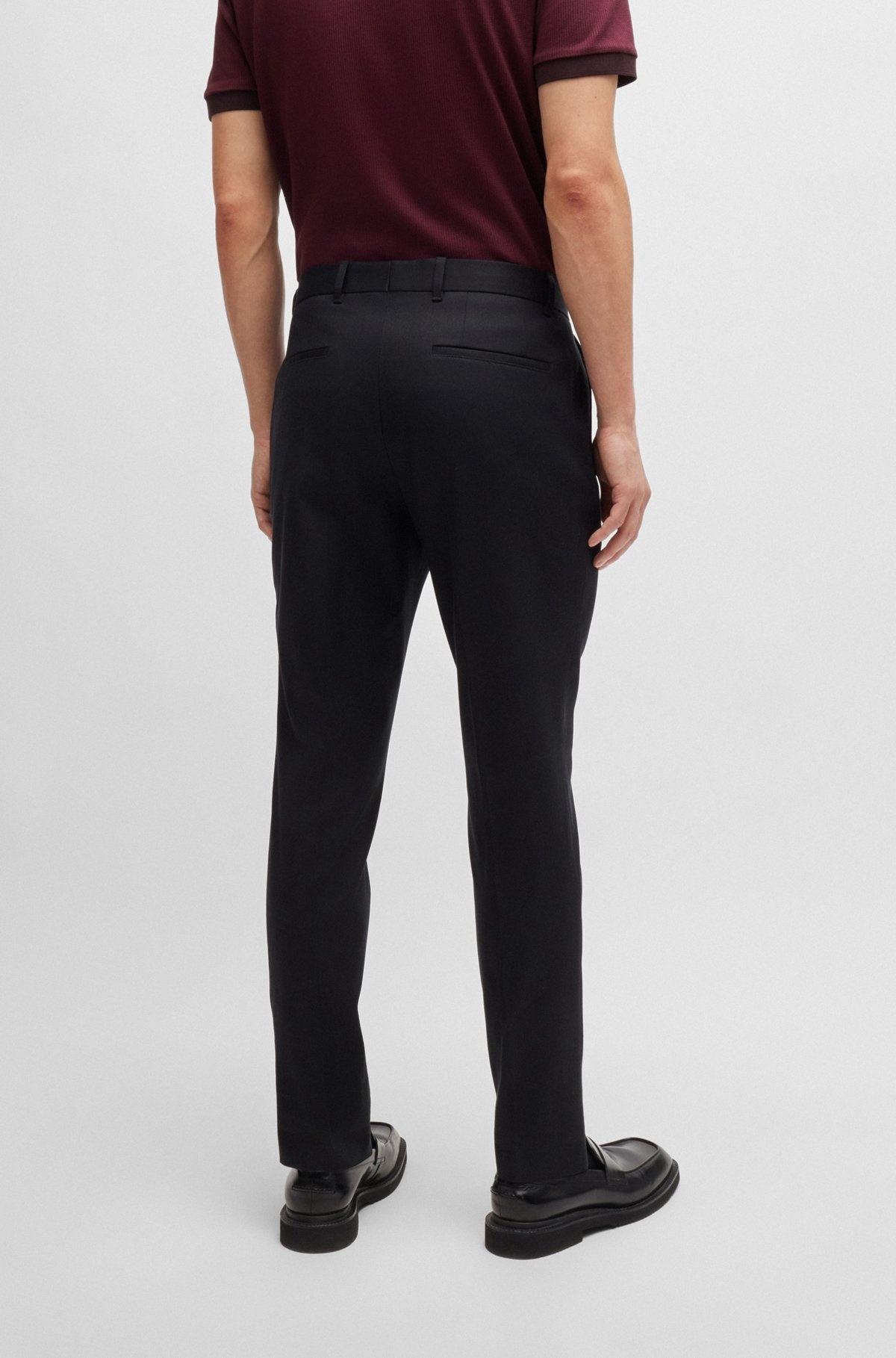RELAXED-FIT TROUSERS IN STRETCH FABRIC WITH PLEAT FRONT - 4