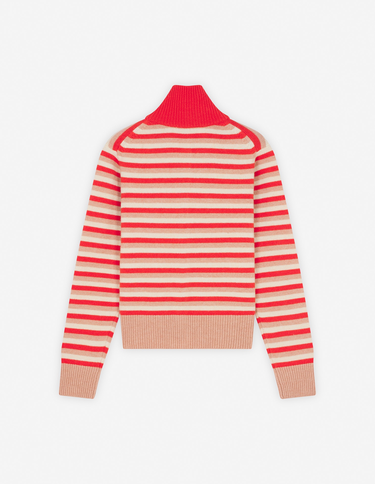 FOX HEAD INTARSIA STRIPED HIGH NECK CARDIGAN - 6