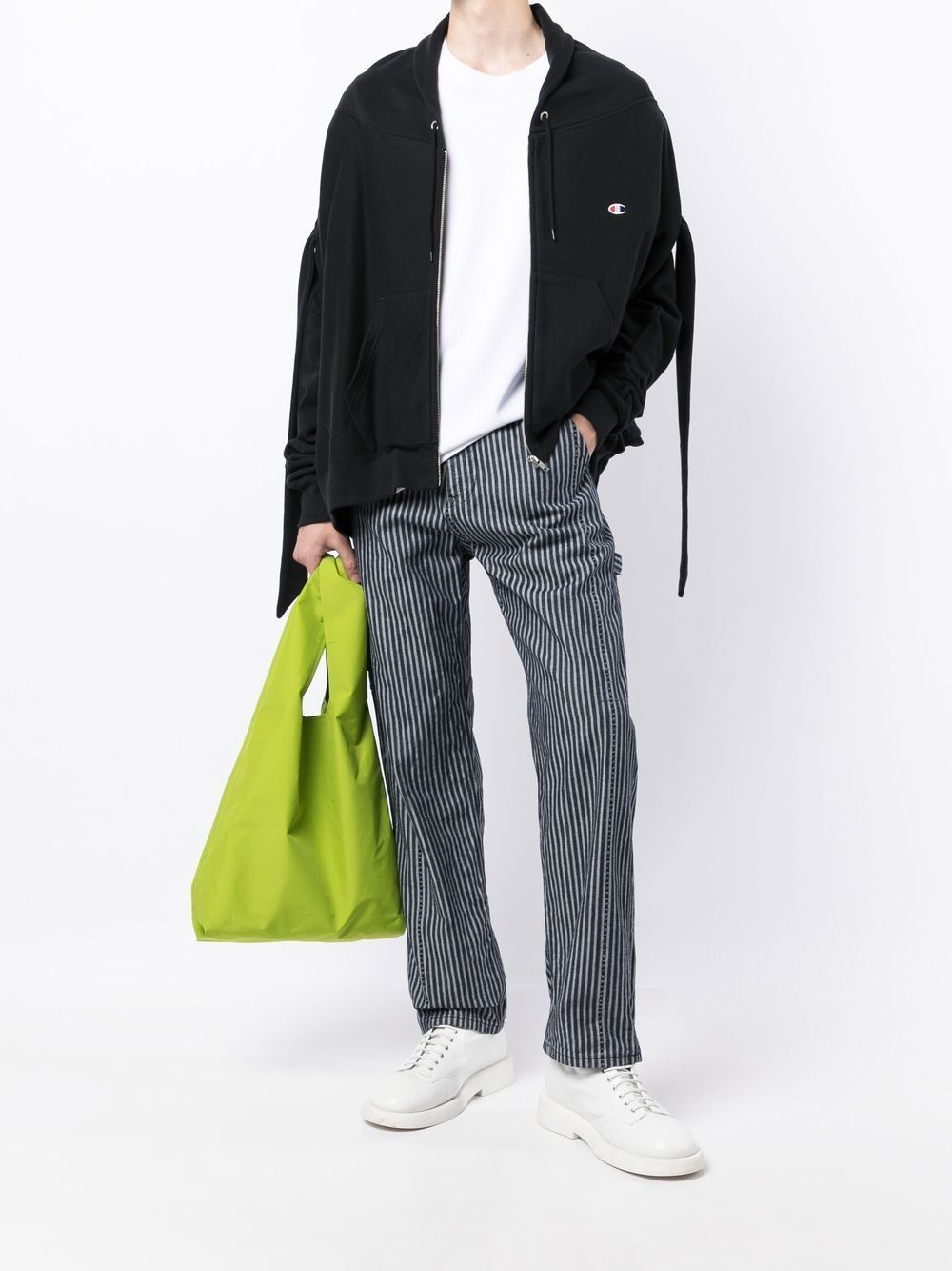 draped sleeve drawstring hoodie - 3