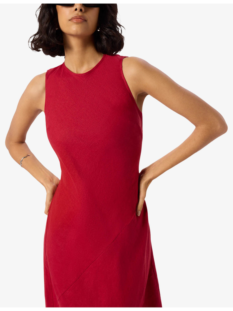 Bias-Cut Sleeveless Linen Midi Dress 3