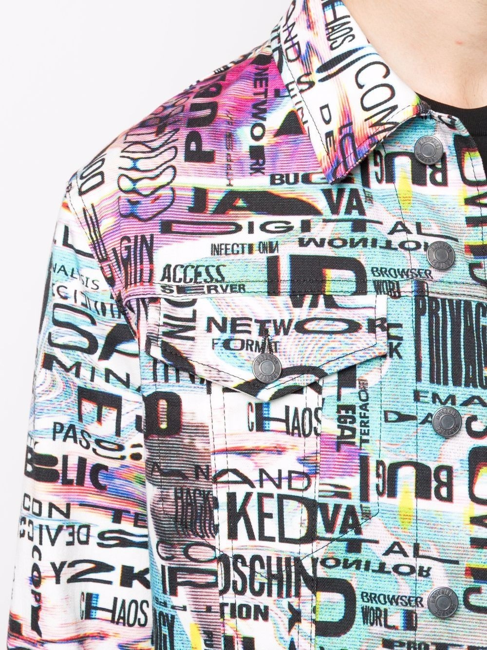 glitch-print denim jacket - 5