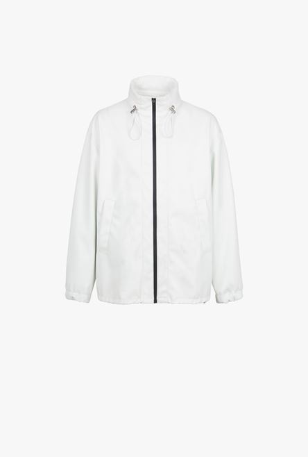 White and black faux leather bomber jacket - 1