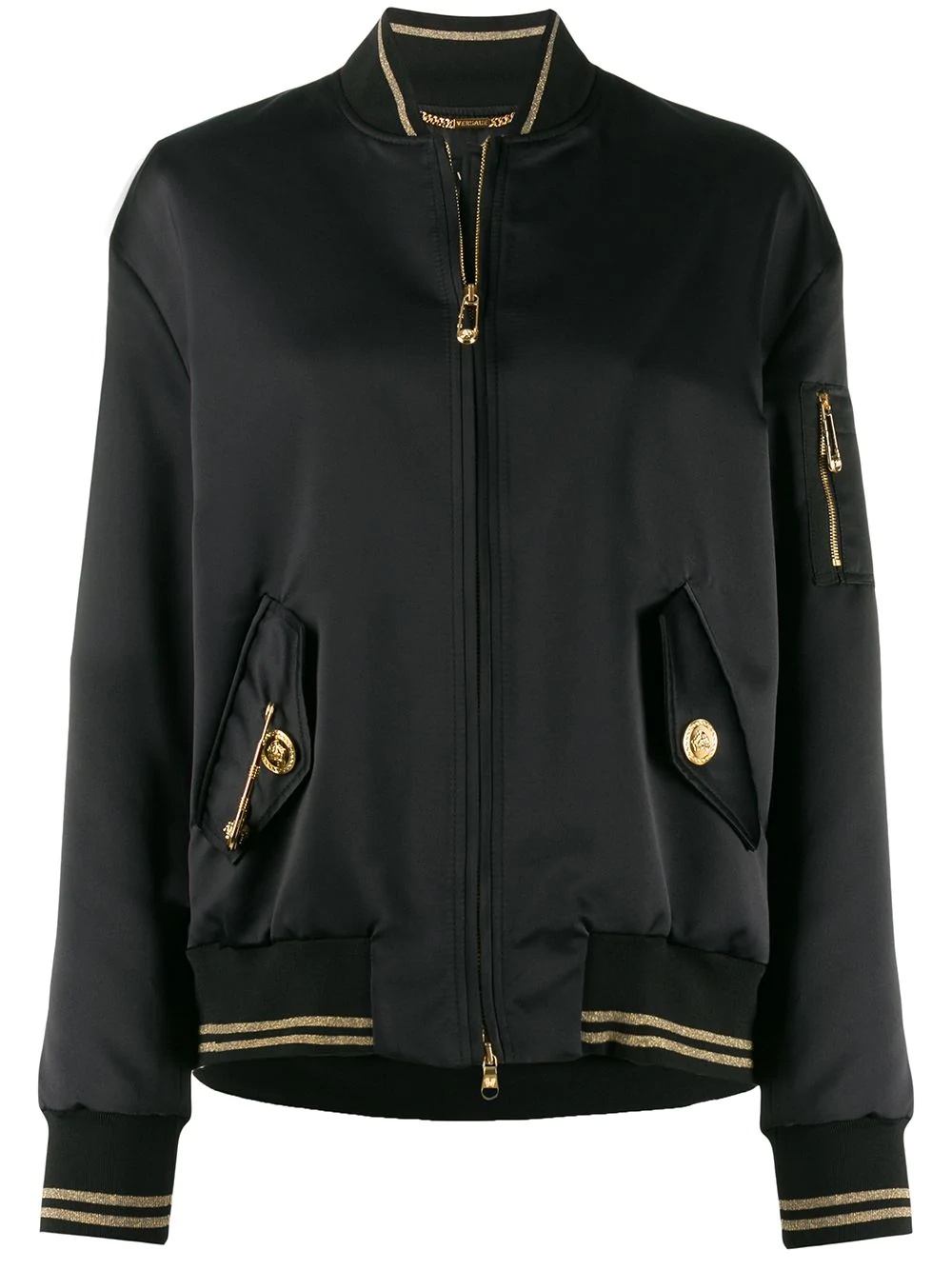 safety pin detail bomber jacket - 1