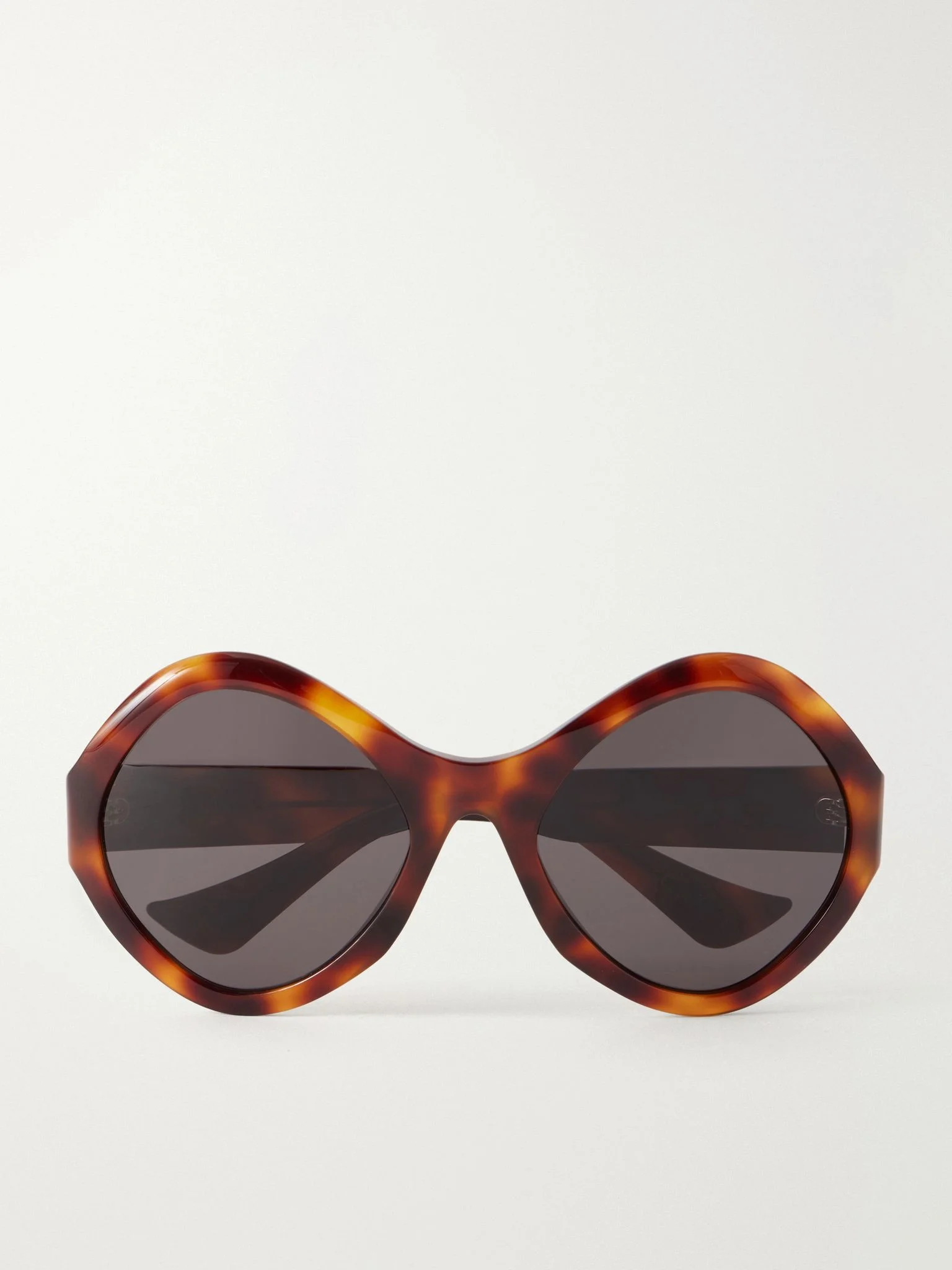 VLogo-embellished round-frame acetate sunglasses Tortoiseshell - 1