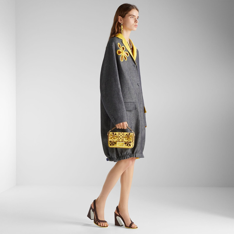 FENDI Overcoat Blue and yellow double denim overcoat outlook