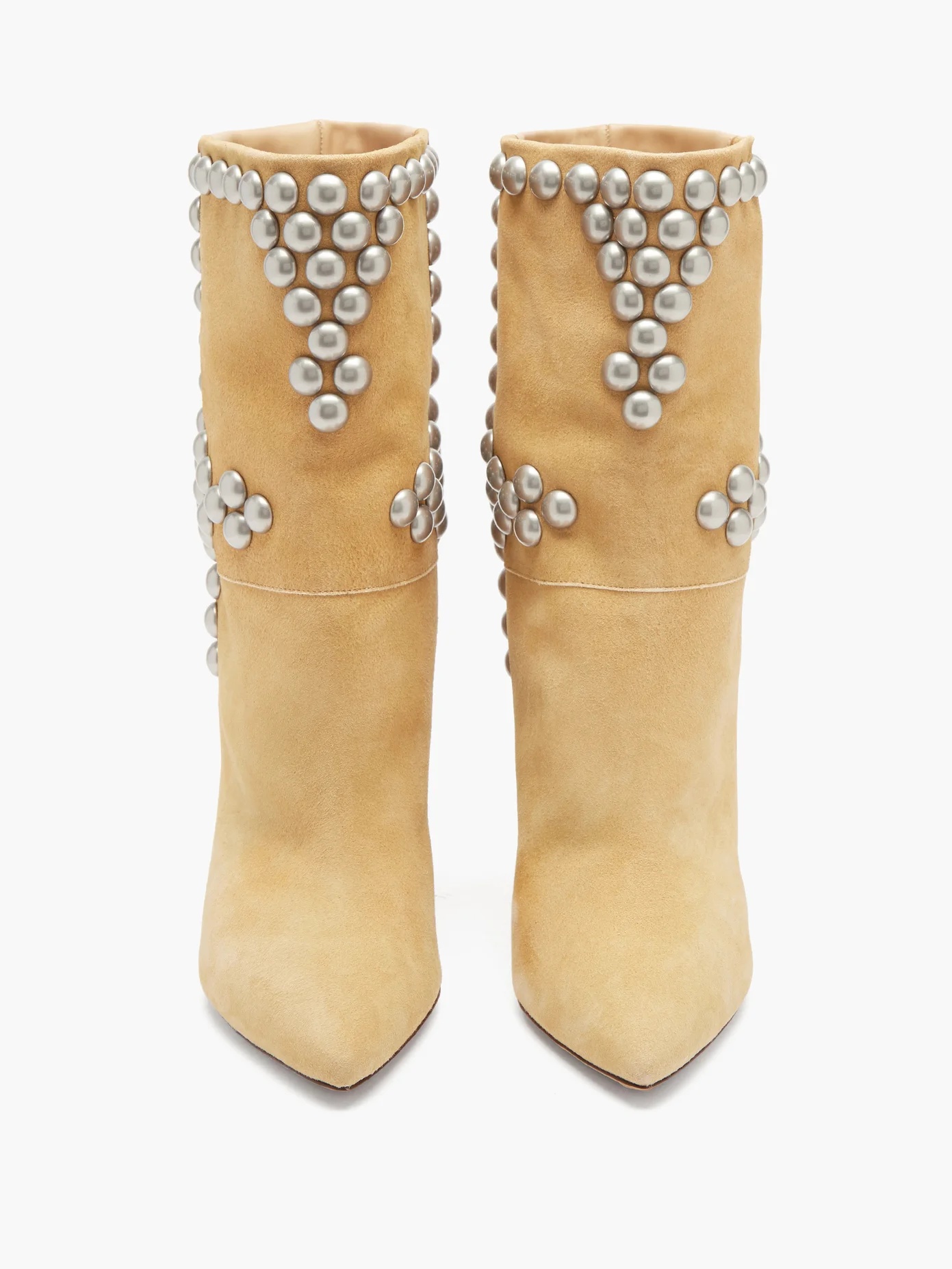 Layo studded cone-heel suede and leather boots - 5