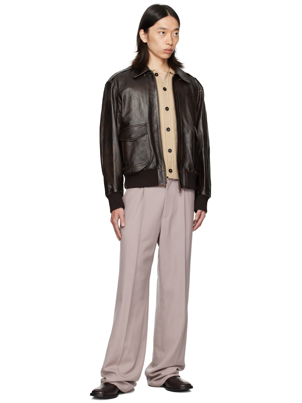 Purple Pleated Trousers - 4