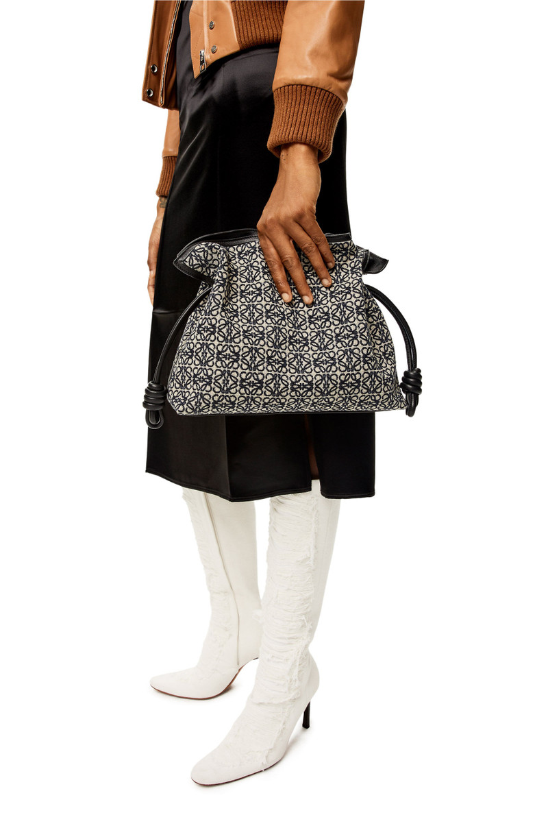 Flamenco clutch in Anagram jacquard and calfskin 2