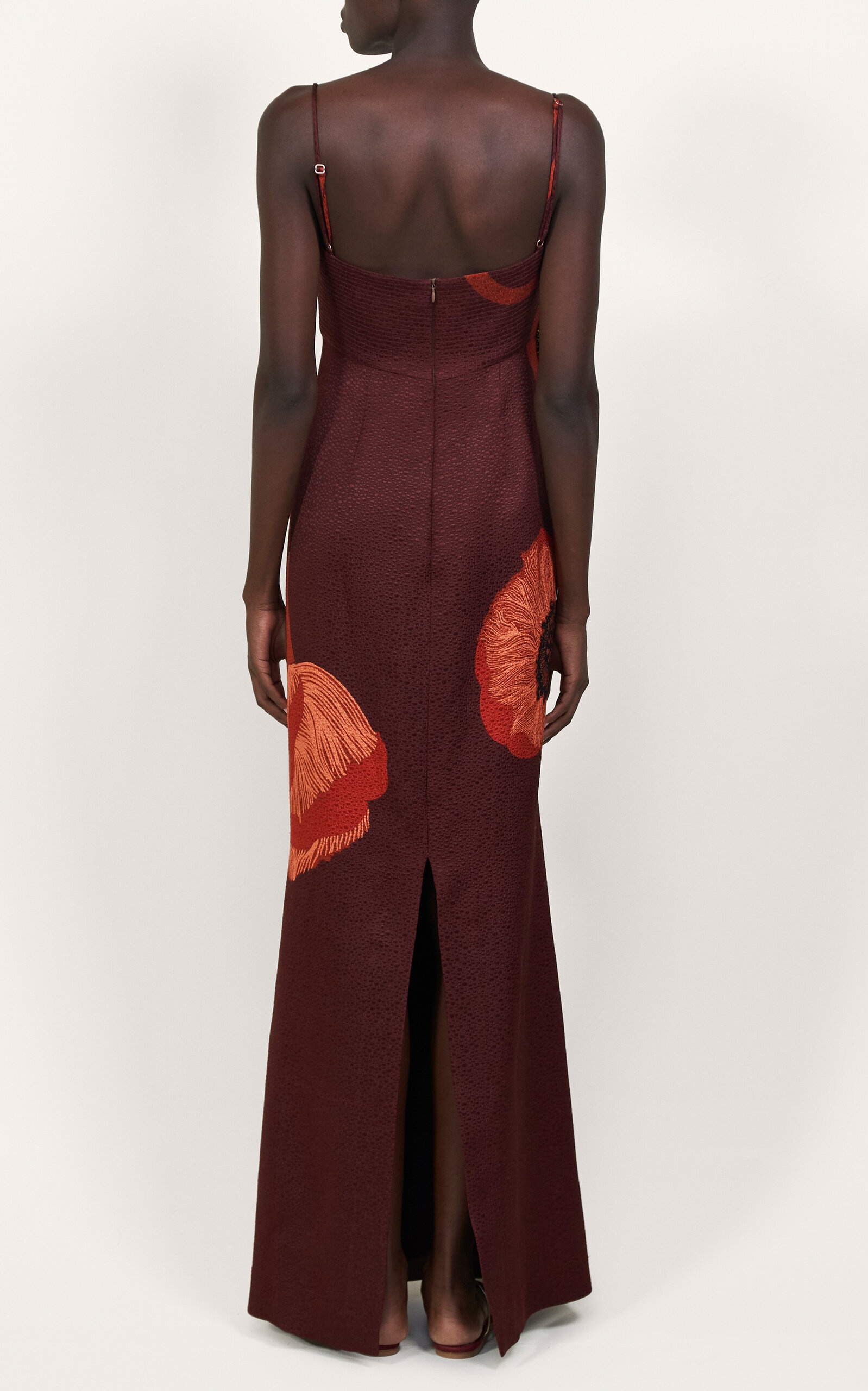 Plentiful Qualities Embellished Wool-Silk Maxi Dress burgundy - 5